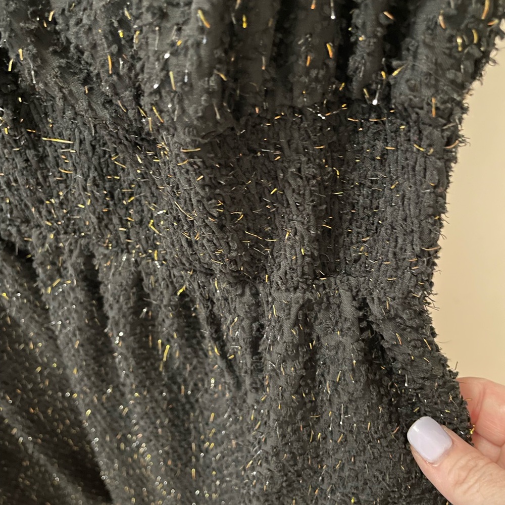VOY NWT Textured Lurex The Festive Dress Black and Gold Size M - Picture 9 of 13